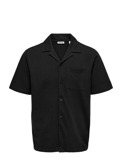 ONLY & SONS Onskian Life Seersucker Ss Shirt Noos Black XL
