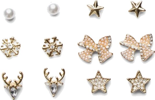 Pieces Pcjina Earstuds 6-Pack Bundle Mxm - GOLD COLOUR - One Size