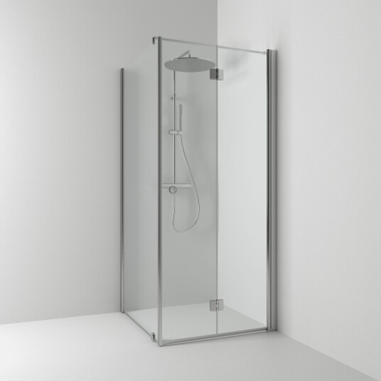 Svedbergs Skoga Kombi Leddet Dusjhjørne Matt Aluminium / 90x80cm Klart Glass