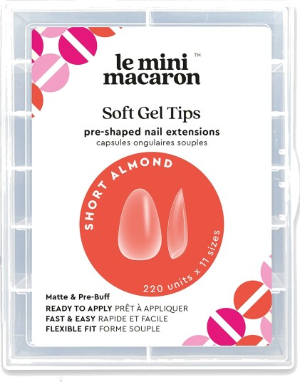 Le Mini Macaron Soft Gel Tips Short Almond Matte 220pcs