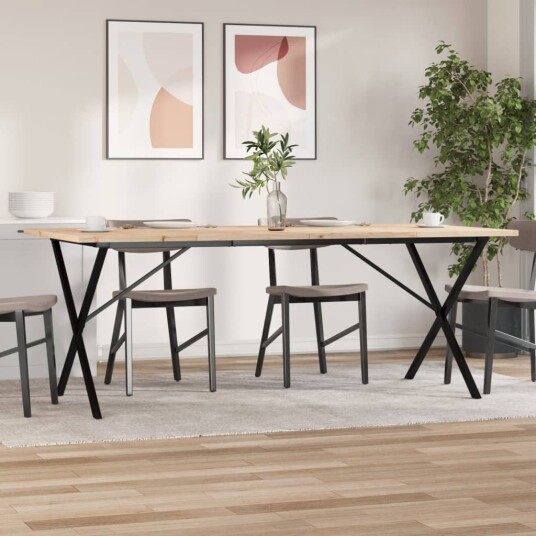 Spisebord X-ramme 200x100x75,5 cm heltre furu og støpejern 3282767