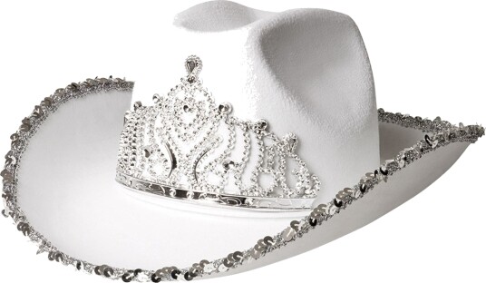Boland Party Partners Cowboyhatt Hvit Med Tiara