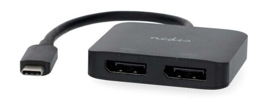Nedis USB-C™ Adapter | USB 3.2 Gen 1 | USB-C™ Hann | 2x Displayport Female | 4K@60Hz | 0.20 m | Rund | Nikkel belagt | PVC | Sort | Boks