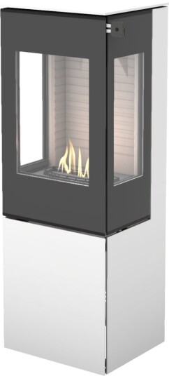 Nexo 120 hvit frittstående biopeis med sideglass og glassdør