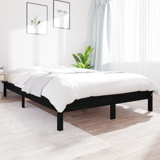 vidaXL Sengeramme svart heltre furu 150x200 cm 5FT King Size