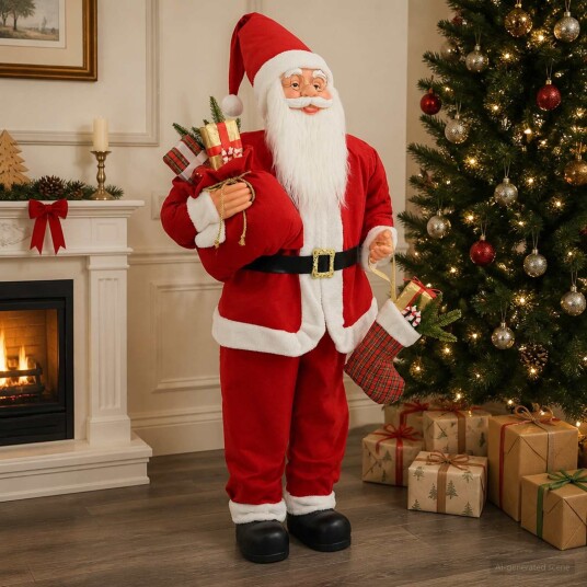 vidaXL Julenissefigur Rød 180 cm Polyester
