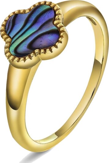 Pan Jewelry Kløver ring i 925 sølv med abalone størrelse Ring i sølv med abaloneskjell kløver Str. 58