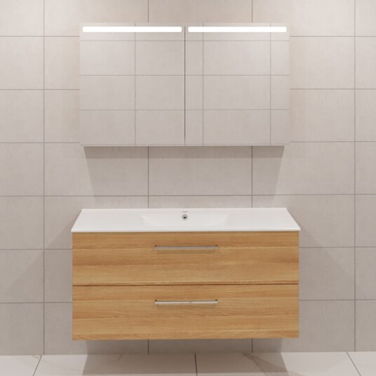 Dansani Mido+ Møbelpakke Servantskap med Servant Varm eik / 120cm Top Speilskap