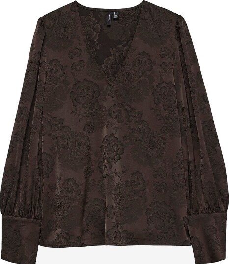 Vero Moda Bluse Vmkira Ls V Neck Top Wvn Pa Brun