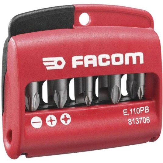 Facom E.110PB Bitssett i etui 10 stk Phillips Pozidriv spor Maskintilbehør & forbruk