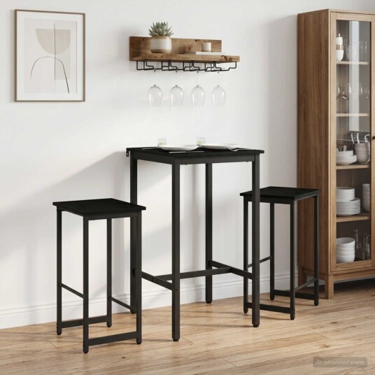 vidaXL Barstol 2 stk. Svart eik 40 x 32 x 64 cm Konstruert tre