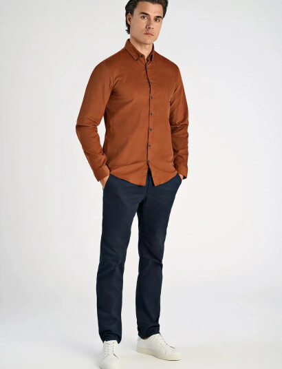 Lindbergh Fine Corduroy Shirt L/S - Orange - L Lindbergh Fine Corduroy Shirt L/S - Orange - L
