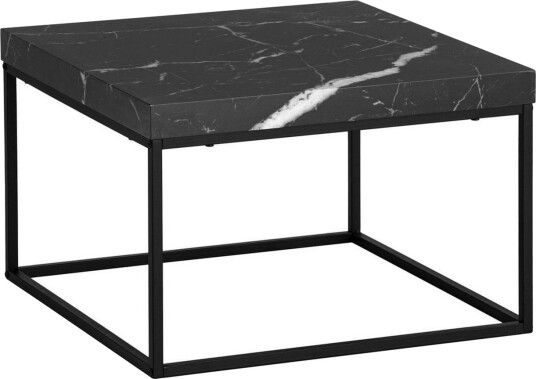 Sofabord Wohnling kvadrat 60 cm steinoptikk stil, klassisk metallramme, moderne utseende Svart marmor - Svart marmor