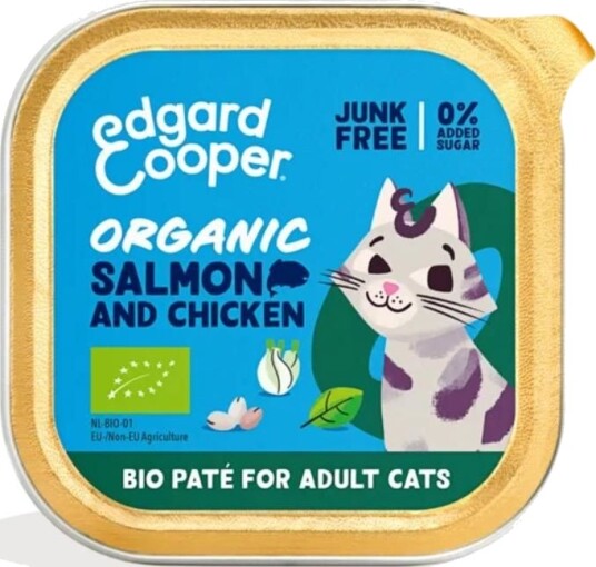 Edgard Cooper 16 X Cat Adult Wetfood Paté Organic Salmon/Chicken 85G Bundle