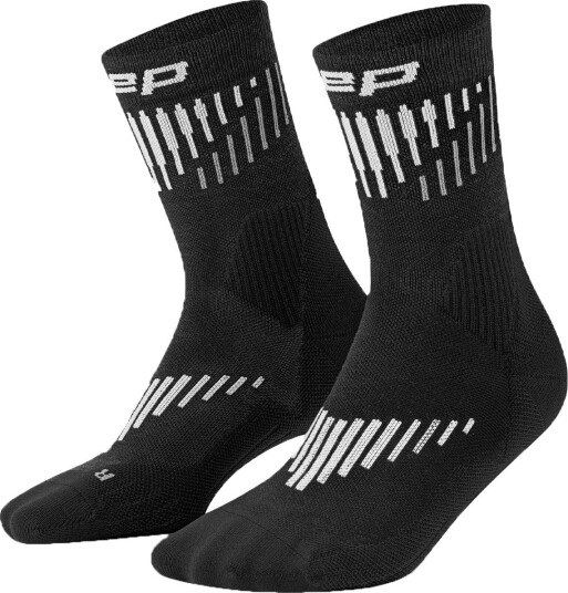 CEP Core Run Merino Socks Mid Cut 3.0   BLACK/WHITE   II