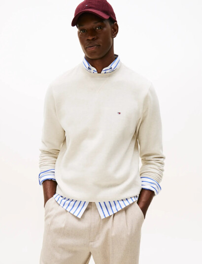 Tommy Hilfiger Ess Seasonal Fleece Crewneck - Cream - XXXL Tommy Hilfiger Ess Seasonal Fleece Crewneck - Cream - XXXL