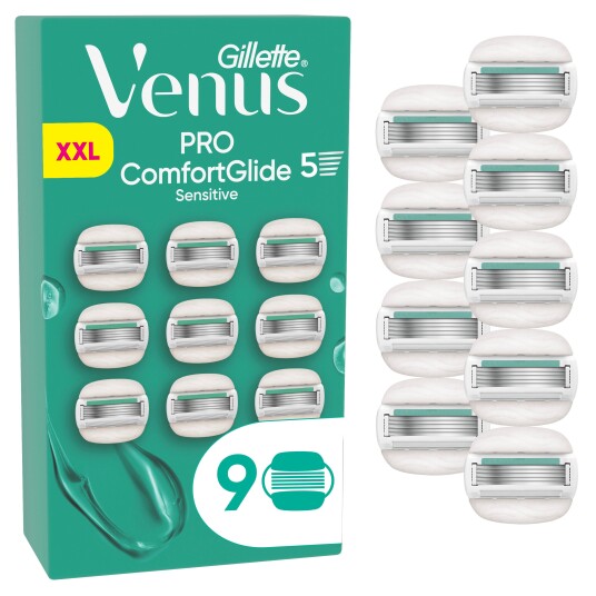 Venus Gillette Venus Pro ComfortGlide Sensitive Barberblader Green/White 9 stk Venus Gillette Venus Pro ComfortGlide Sensitive Barberblader Green/White 9 stk