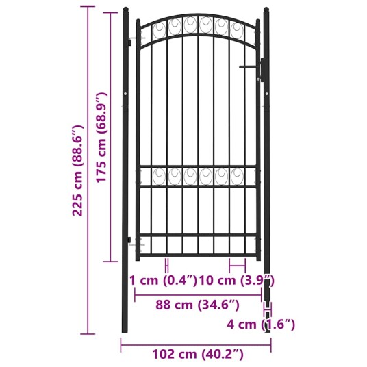 vidaXL Hageport med buet topp stål 100x175 cm svart vidaXL Hageport med buet topp stål 100x175 cm svart