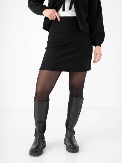 Selected Femme Woon High Waisted Short Wool Skirt Sort S