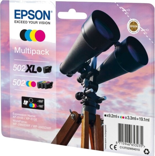 Epson 502Xl Multipack - 4-Pack - 19.1 Ml - HøykapasitetSvart, Gul, Cyan, Magenta - Original - Blære Med Rf/Lyd-Alarm - Blekkpatron - For Expression Home Xp-5100, Xp-5150 Workforce Wf-2860, Wf-2865Dwf, Wf-2880Dwf, Wf-2885Dwf Epson 502Xl Multipack - 4-Pack - 19.1 Ml - HøykapasitetSvart, Gul, Cyan, Magenta - Original - Blære Med Rf/Lyd-Alarm - Blekkpatron - For Expression Home Xp-5100, Xp-5150 Workforce Wf-2860, Wf-2865Dwf, Wf-2880Dwf, Wf-2885Dwf