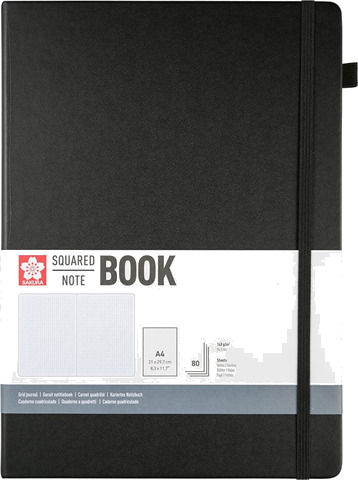 Sakura Squared Hard Cover Notatbok A4 Svart