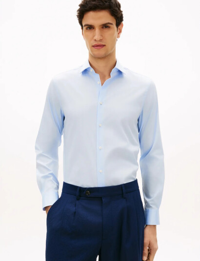 Tommy Hilfiger Dc Flex Collar Solid Shirt Blue R/39 Tommy Hilfiger Dc Flex Collar Solid Shirt Blue R/39