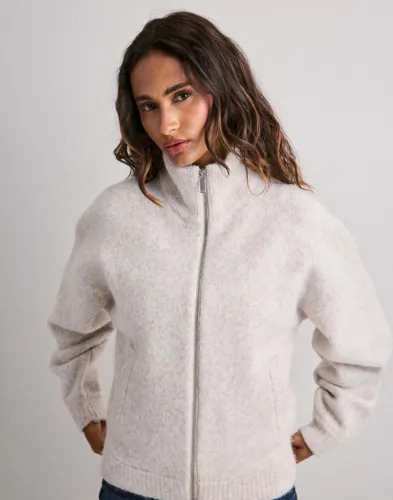 Nelly Beige Knit Bomber Jacket