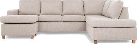Crazy 4 seters Høyrevendt U formet Large Sofa med Divan og Sjeselong i Stoff Beige