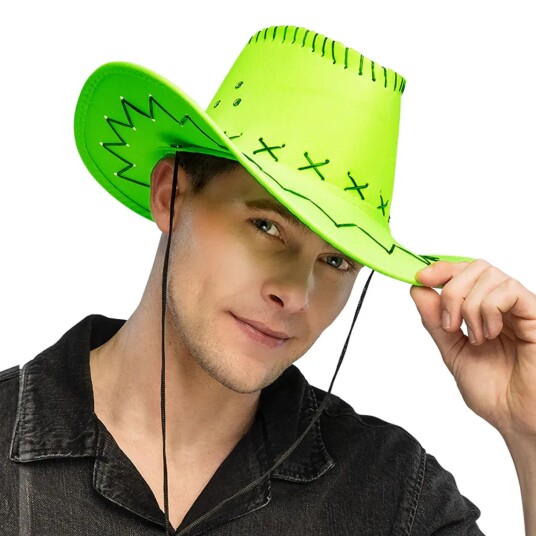 Boland Party Partners Cowboyhatt med Sømmer Neongrønn One size 01190