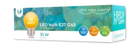LED-lampe E27 G45 2W 230v gul 5-pak