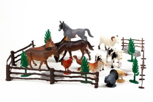 Animal Planet Bondegårdsdyr Figursett med 30 Dyr i 3,2L Beholder