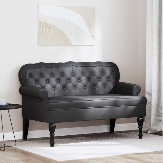 Chesterfield Benk Svart 119.5 x 64.5 x 75 cm Kunstlær Chesterfield Benk Svart 119.5 x 64.5 x 75 cm Kunstlær