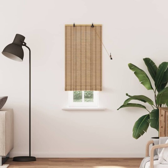 Rullegardin med gardiner Lys Brun 90 x 220 cm Bambus