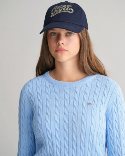 Gant   Genser Kabelstrikk Shade Blue   134 140 | Barn