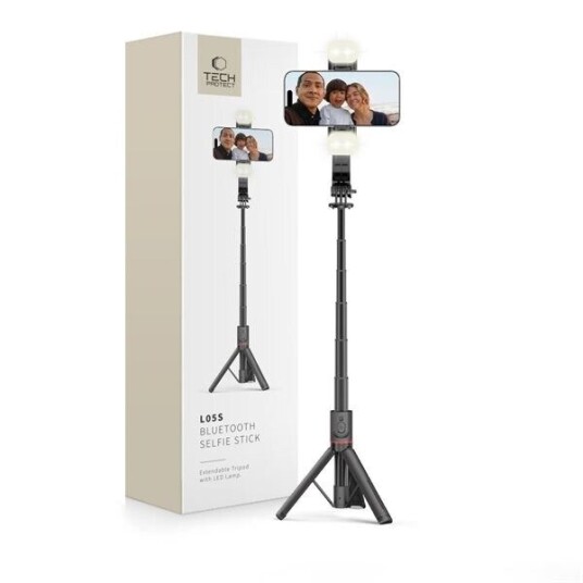 L05S Tech-Protect Selfie Stick med Stativ og LED-Lys - Bluetooth - Svart L05S Tech-Protect Selfie Stick med Stativ og LED-Lys - Bluetooth - Svart