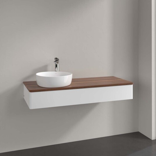 Villeroy & Boch Antao Servantskap med 1 skuff 120x50x19 cm m/lys Hvit Matt/Valnøtt Villeroy & Boch Antao Servantskap med 1 skuff 120x50x19 cm m/lys Hvit Matt/Valnøtt