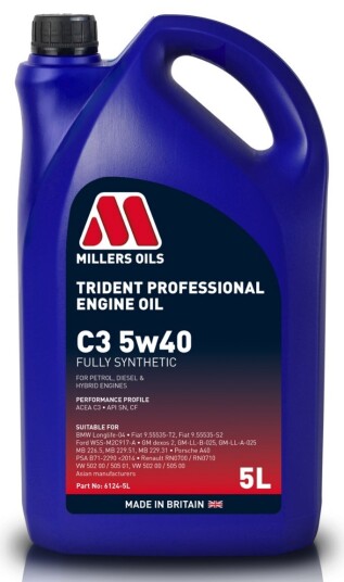 Motorolje MILLERS TRIDENT PROFESSIONAL C3 5W40 5L Motorolje MILLERS TRIDENT PROFESSIONAL C3 5W40 5L