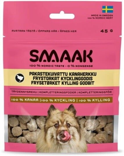 Smaak Dog Frysetørkede Hundegodbiter Kylling 45 G