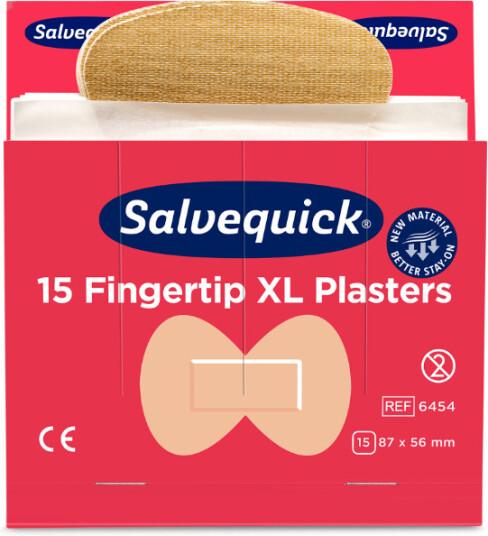 Orkla Group Plaster Salvequick Fingertip 6454, tekstil, XL, æske a 6 sæt