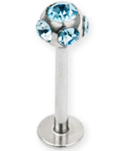 Aab Diamond Ball Labret Lys Blå Strl 1.2 x 8 mm med 4 mm kule