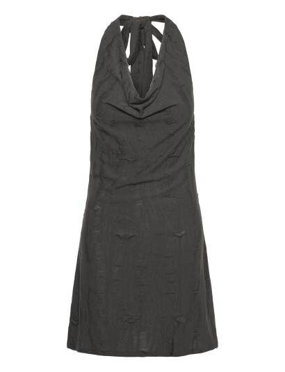 Weekday Cowl-Neck Jacquard Halter Mini Dress - Grey - S Weekday Cowl-Neck Jacquard Halter Mini Dress - Grey - S