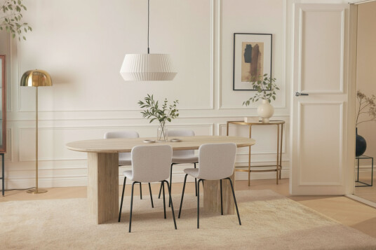 Other Brand Dano Spisebord 180 cm med 4 Katy Spisestoler Travertin / Hvit