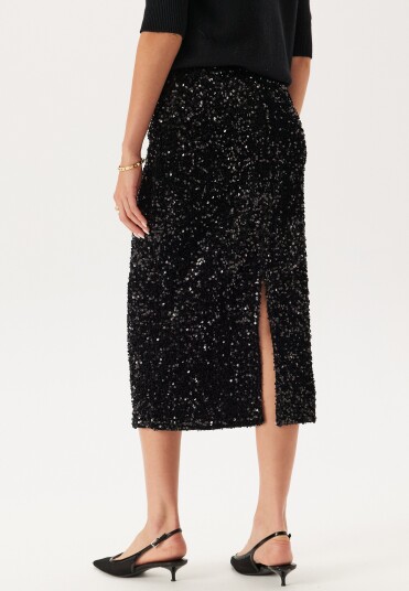 VILA Vifaith Hw Midi Sequin Skirt Black Beauty Detail:black Beau XS