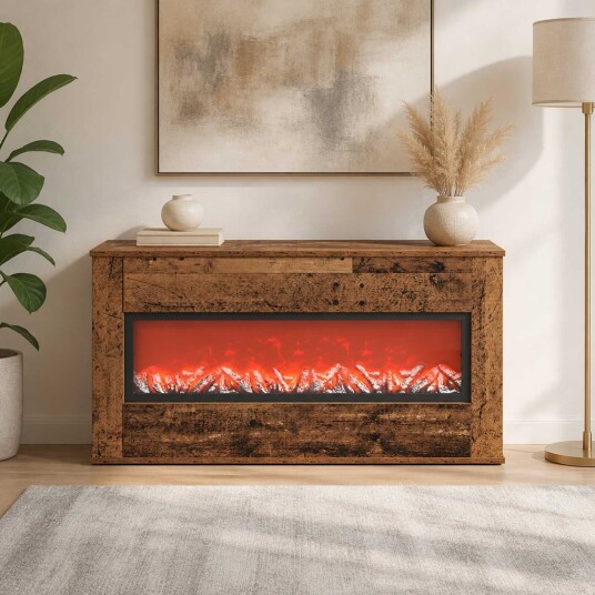 vidaXL Elektrisk peis Gammelt tre 114 x 18 x 58,5 cm Konstruert tre
