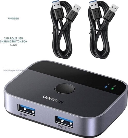 Ugreen Usb Hub Switch Usb A 3.0 2X2 Ugreen Cm757 5 Gbps + 2X Usb A Kabel 1,5 M
