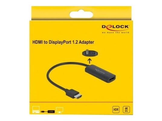 Delock 24 cm HDMI til DisplayPort video/adapter 4K 60 Hz