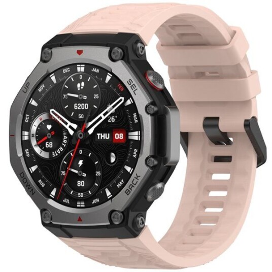 Silikonarmbånd til Amazfit T Rex 3 med hurtigutløser   Rosa