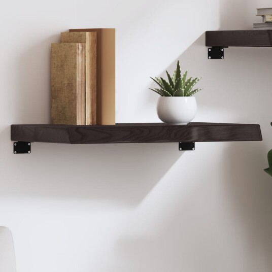 vidaXL Vegghylle m?rkegr? 60x40x6 cm behandlet heltre eik