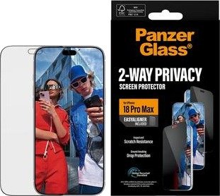 PanzerGlass iPhone 18 Pro Max Ultra-Wide Fit EasyAligner 2-Way Privatliv Beskyttelsesglass 9H Svart Kant