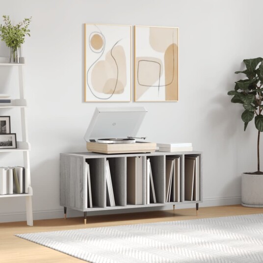  Hifi benk grå sonoma 100x38x48 cm konstruert tre